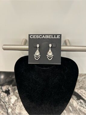 Cescabelle Silver Crystal Chandelier Drop Earrings - Silver Tone